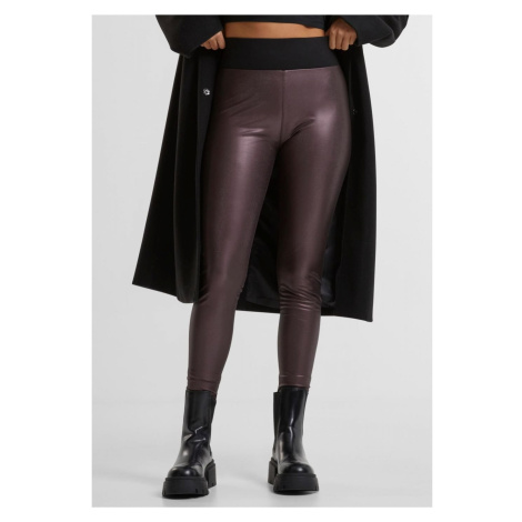 Women's high-waisted synthetic leather leggings in red Urban Classics