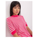 Fluo pink and white striped knitted blouse