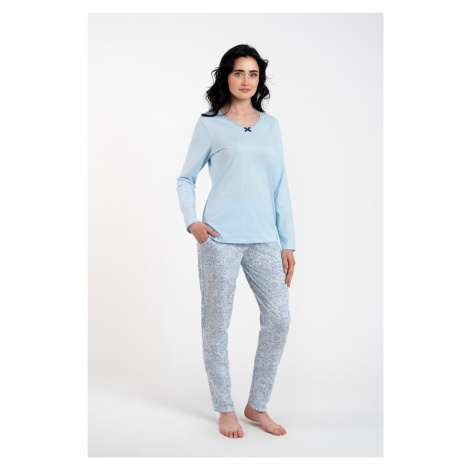 Salli women's pyjamas, long sleeves, long pants - blue/duk blue Italian Fashion