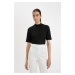 DEFACTO Half Turtleneck Smart Ribbed Camisole Basic Plain Short Sleeve T-Shirt