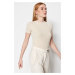 Trendyol Beige Half Sleeves Knitted Body Tunic With Snap Fastener