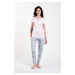 Glamour women's pyjamas, short sleeves, long legs - pink/print