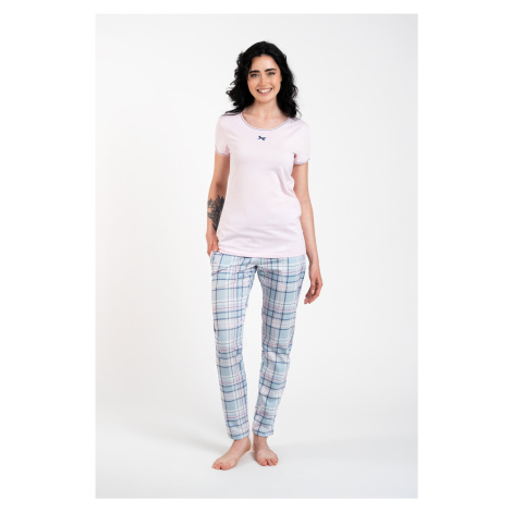 Glamour women's pyjamas, short sleeves, long legs - pink/print Italian Fashion