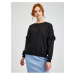 Orsay Black Ladies Sweater with Decorative Sleeves - Women