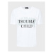 Mindout Tričko Unisex Trouble Child Biela Oversize