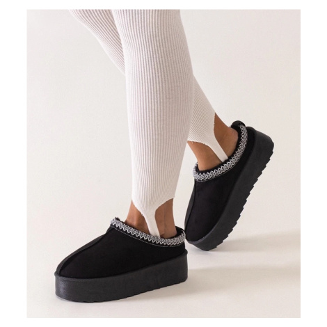D/CEO Black slippers with fur insulated Valle