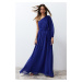 Trendyol Saxe Blue One Sleeve Accessory Chiffon Long Evening Dress