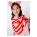 Trendyol Girls Multi Color Heart Patterned Knitwear Sweater