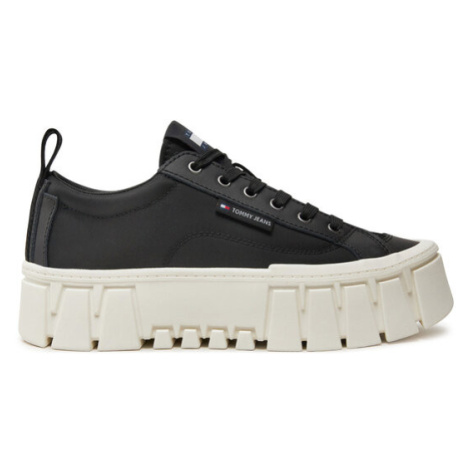 Tommy Jeans Sneakersy Tjw Vulc Flatform Lc Mix Media EN0EN02569 Čierna Tommy Hilfiger