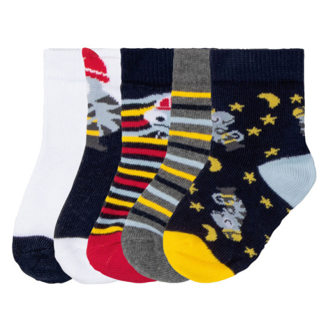 lupilu® Chlapčenské ponožky pre bábätká, 5 párov (zvieratko/námornícka modrá/sivá/žltá/červená)