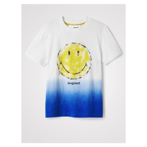Modro-biele chlapčenské tričko s potlačou Desigual Carambola