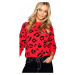 Červený leopardí pletený sveter