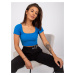 MODRÝ DÁMSKY CROP TOP S KRÁTKYMI RUKÁVMI RV-TS-7538.12P-BLUE