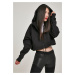 Women's oversized short raglan hoodie with zipper, black