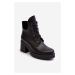 Women's High Heeled Leather Ankle Boots Black Lemar Leocera