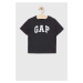 Detské bavlnené tričko GAP 2-pak čierna farba, s potlačou