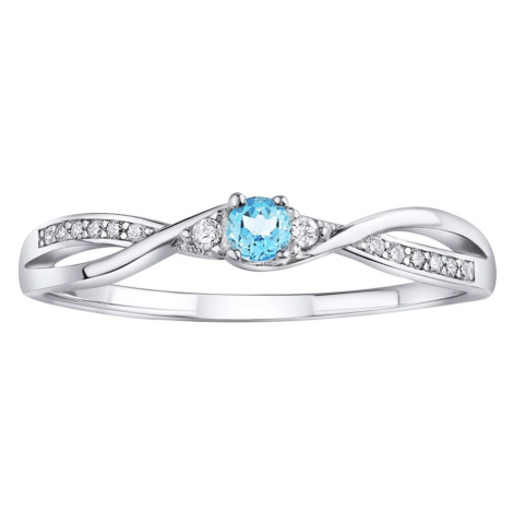 Strieborný prsteň s pravým modrým Topazom a Brilliance Zirconia Silvego