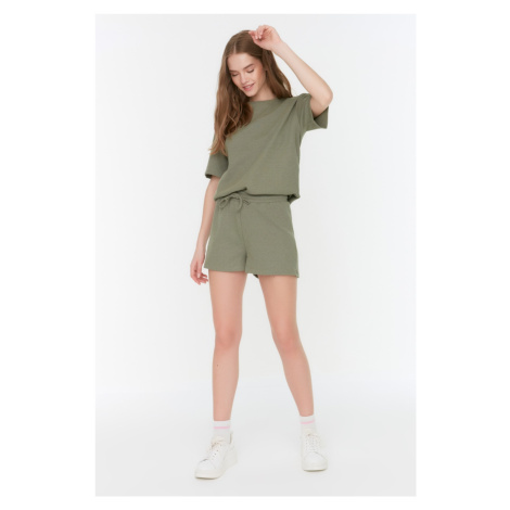 Trendyol Khaki Waffle Fabric Knitted Pajama Set