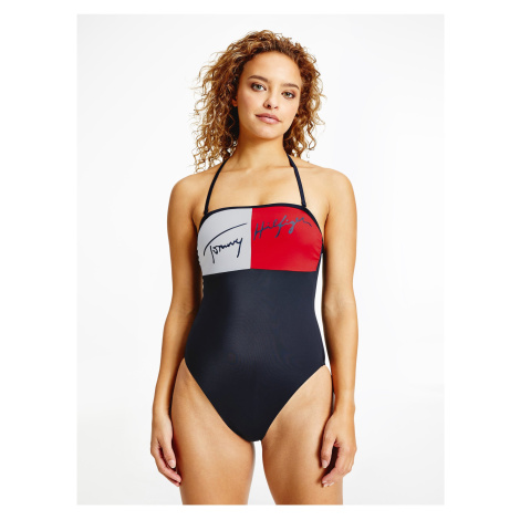 Tmavomodré dámske jednodielne plavky Tommy Hilfiger Underwear