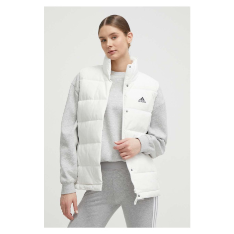 Páperová vesta adidas dámsky, biela farba, zimný, HG6278