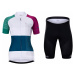 HOLOKOLO Cyklistický krátky dres a krátke nohavice - ENGRAVE LADY - biela/viacfarebná/modrá/čier