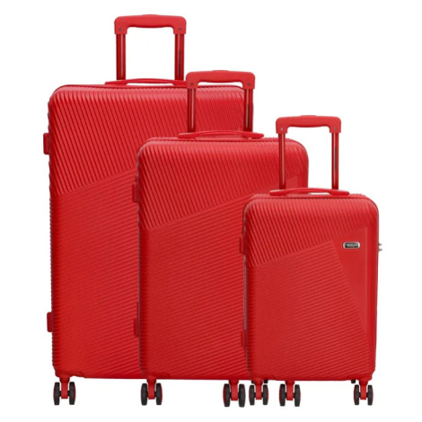 Červená sada luxusných kufrov s TSA zámkom "Columbus" - veľ. M, L, XL