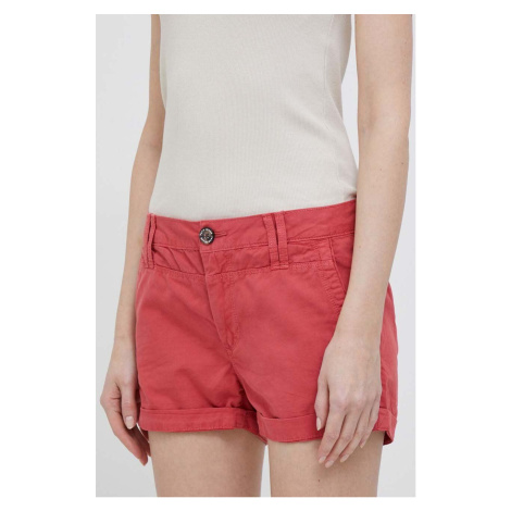 Bavlnené šortky Pepe Jeans Balboa červená farba, jednofarebné, stredne vysoký pás