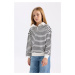 DEFACTO Girl Oversize Fit Wide Mold Half Zipper Striped Sweatshirt