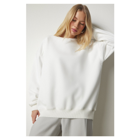 Happiness İstanbul Women's Ecru Raised Oversize Sweatshirt