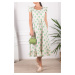 armonika Women's Green Long Dress with Frilled Sleeves and Zipper at the Back