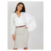 Ecru short formal blouse with pleated sleeves