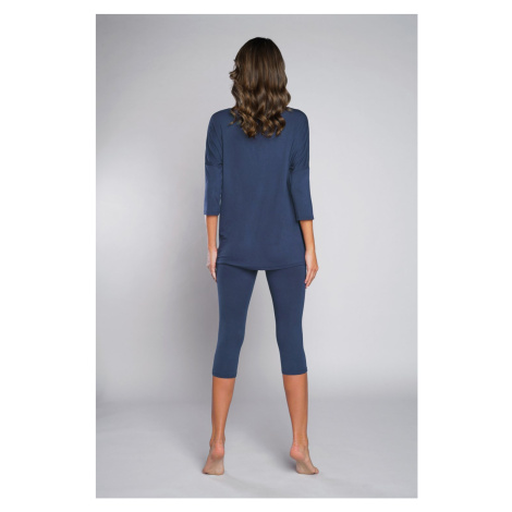 Pyjamas Mandala 3/4 sleeve, 3/4 legs - dark blue Italian Fashion