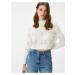 Koton Crop Sweatshirt with Openwork Long Sleeve