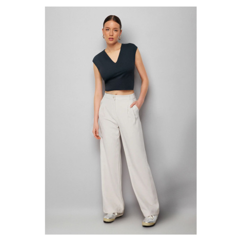 Trendyol Mink High Waist Wide Leg Pleated Woven Trousers