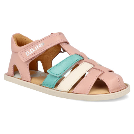 Barefoot detské sandále D.D.step – G076-51736C ružové/tyrkysové