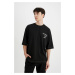 DEFACTO Loose Fit Crew Neck Back Printed Short Sleeve T-Shirt