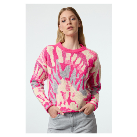 Trendyol Pink Soft Textured Patterned Knitwear Sweater