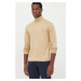 Bavlnené tričko s dlhým rukávom Polo Ralph Lauren béžová farba, jednofarebné
