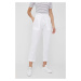 Ľanové nohavice Lauren Ralph Lauren dámske, biela farba, široké, vysoký pás