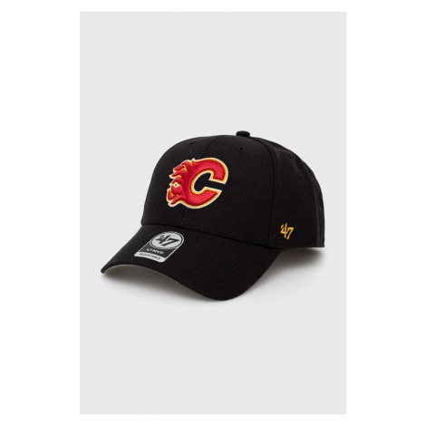 Čiapka 47brand NHL Calgary Flames čierna farba, s nášivkou 47 Brand