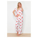 Trendyol White 100% Cotton Heart Knitted Pajama Set