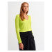 Dilvin 2443 V-Neck Sleeve Cuff Drop Sweater-lime