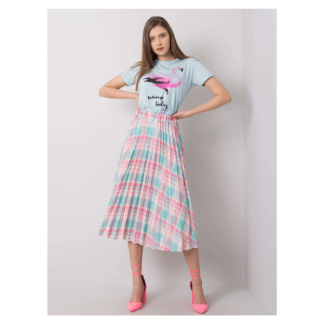 Pleated skirt with mint cheque