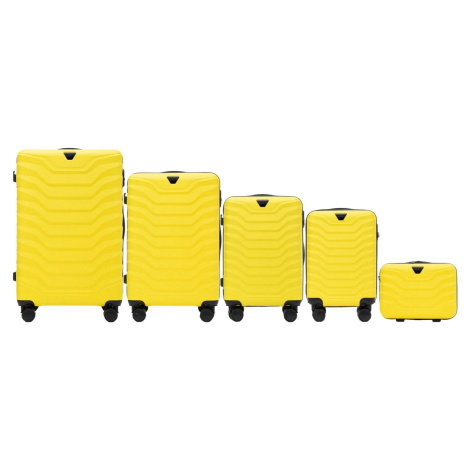 ŽLTÁ 5DIELNA SADA KUFROV PEAFOWL PEA01, SET OF 5 SUITCASES (L, M, S, XS, BC) WINGS, YELLOW