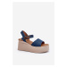 Women's blue denim wedge sandals by Geferia