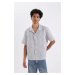 DEFACTO Relax Fit Cotton Striped Short Sleeve Shirt