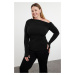 Trendyol Curve Black Sandy Knitted Plus Size Blouse