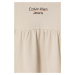 Dievčenské bavlnené šaty Calvin Klein Jeans béžová farba, mini, áčkový strih