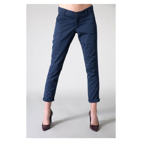 Tommy Jeans Nohavice - Hilfiger Denim THDW MID RISE BASIC CHINO 4 modré