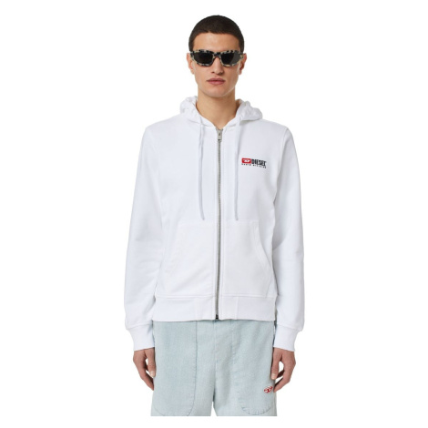 Diesel Mikina - S-GINN-HOOD-ZIP-DIV SWEAT biela